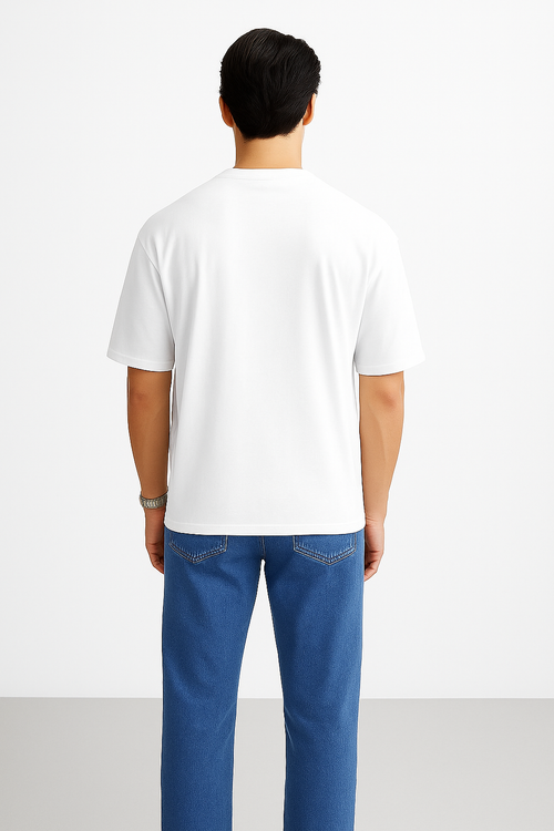 "Hashtag Scratch" Oversized T-Shirt | Minimalist Grunge Style White