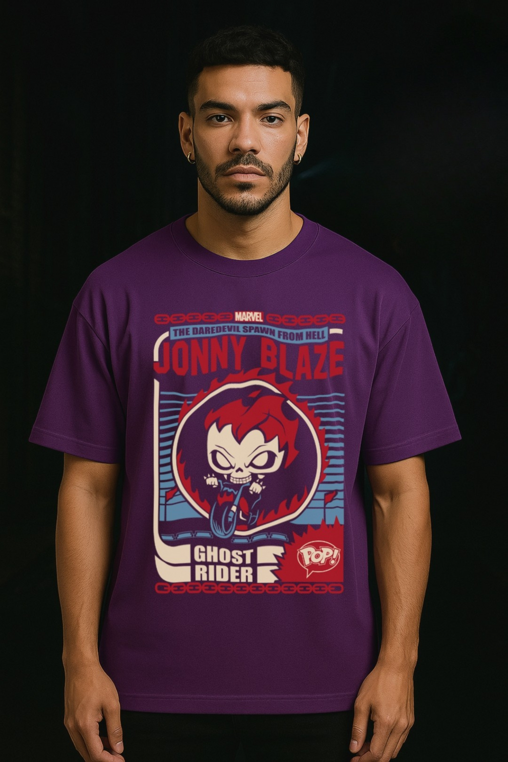 Hellfire Pop Ghost Rider| Oversized Classic T-Shirt 🔥💀 purple