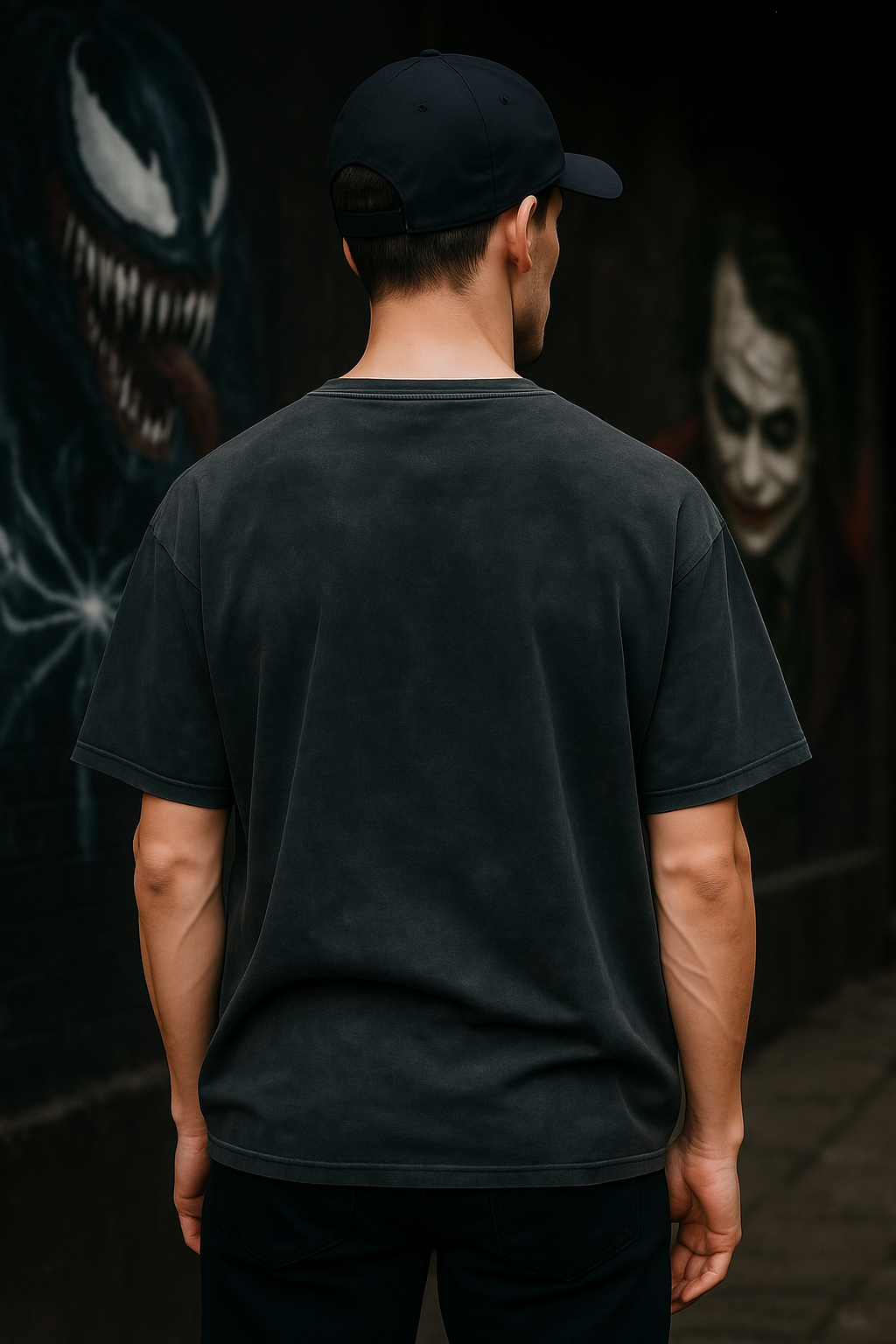 “Joker Venom Fusion” Acid Wash Oversized Tee – Streetwear Edition Acid Black