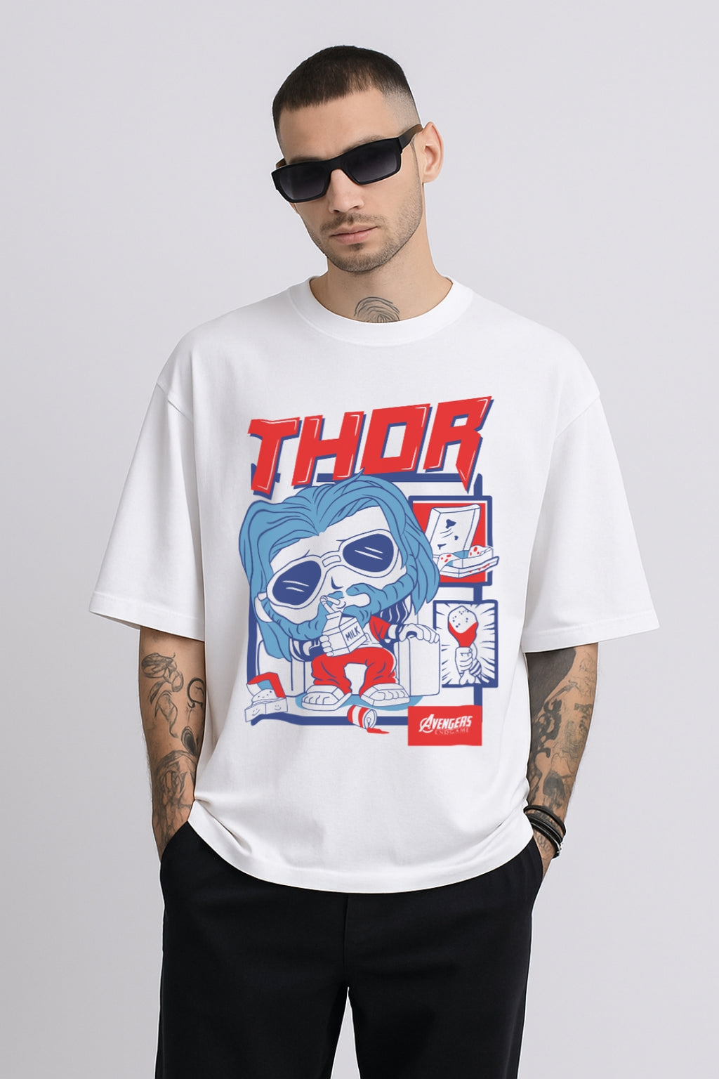 Lazy Thunder Thor | Oversized Calssic T-Shirt ⚡white