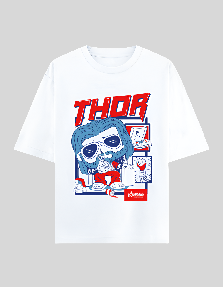 Lazy Thunder Thor | Oversized Calssic T-Shirt ⚡white