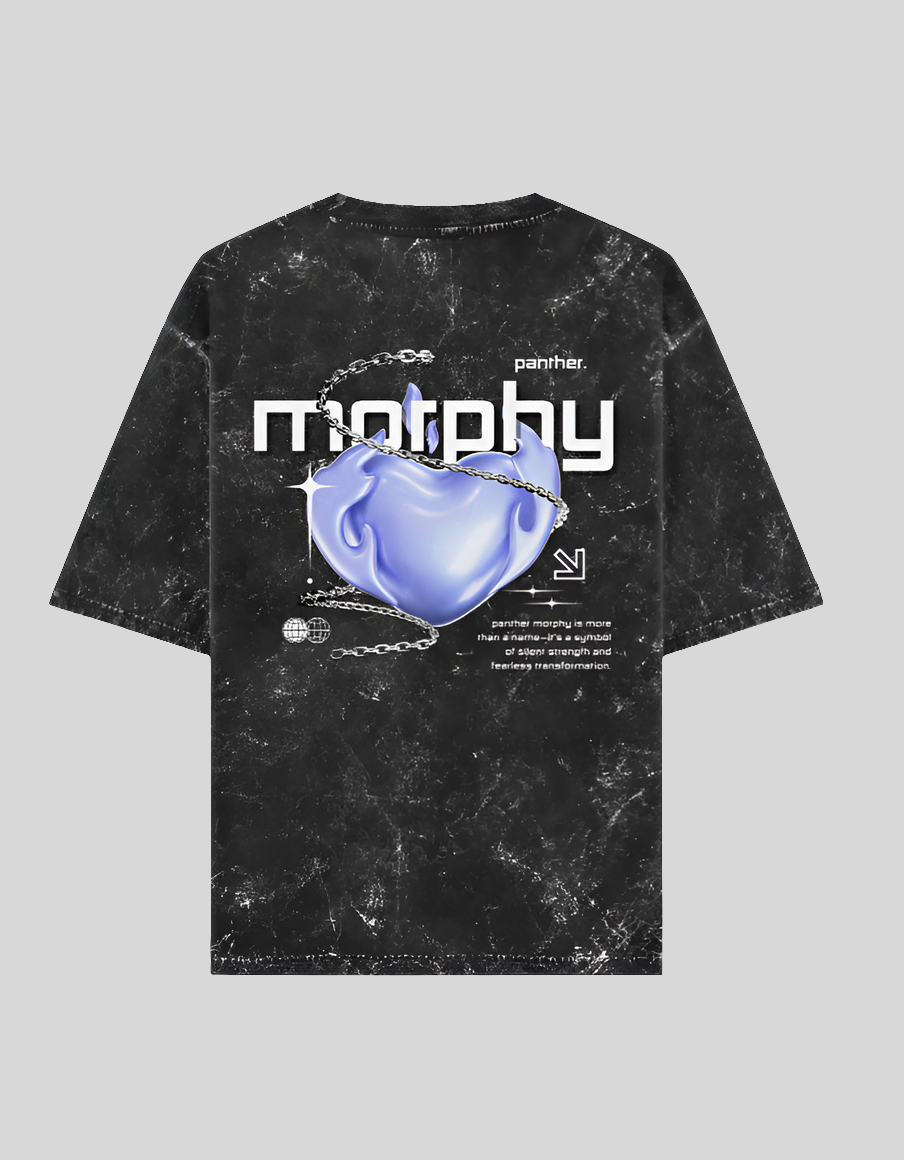 MORPHY Acid Wash Oversized Graphic T-Shirt 🧊 | Panther Morphy acid Black