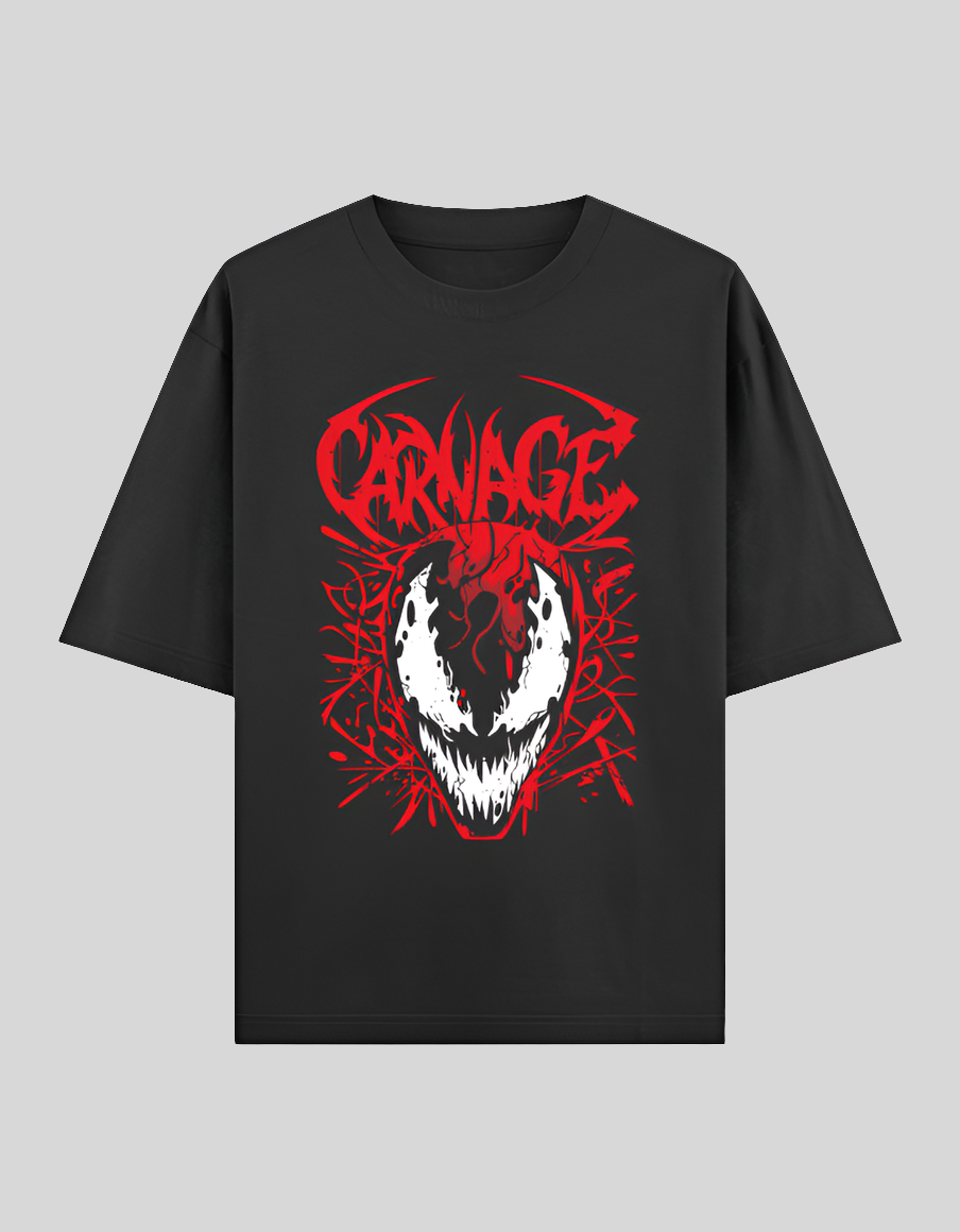 🕷Men’s Classic Oversized Venom Carnage T-Shirt – Marvel Graphic Tee Black