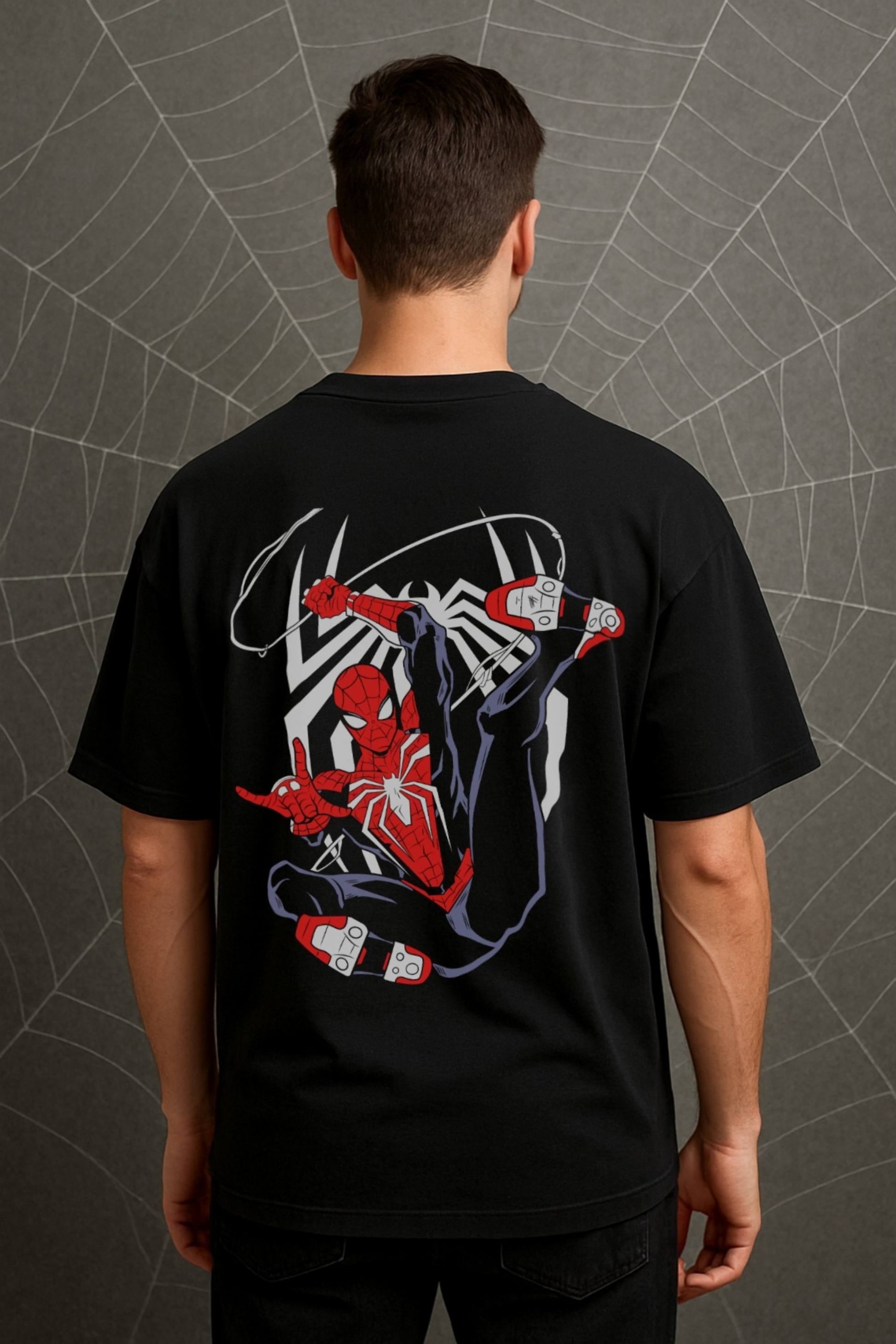 Men’s Oversized Classic Spider-Man T-Shirt Black