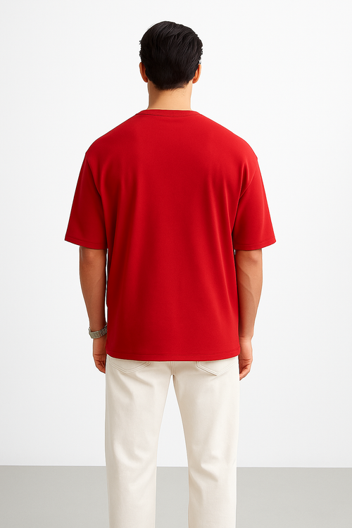 "Normal Super Person" Oversized T-Shirt Red