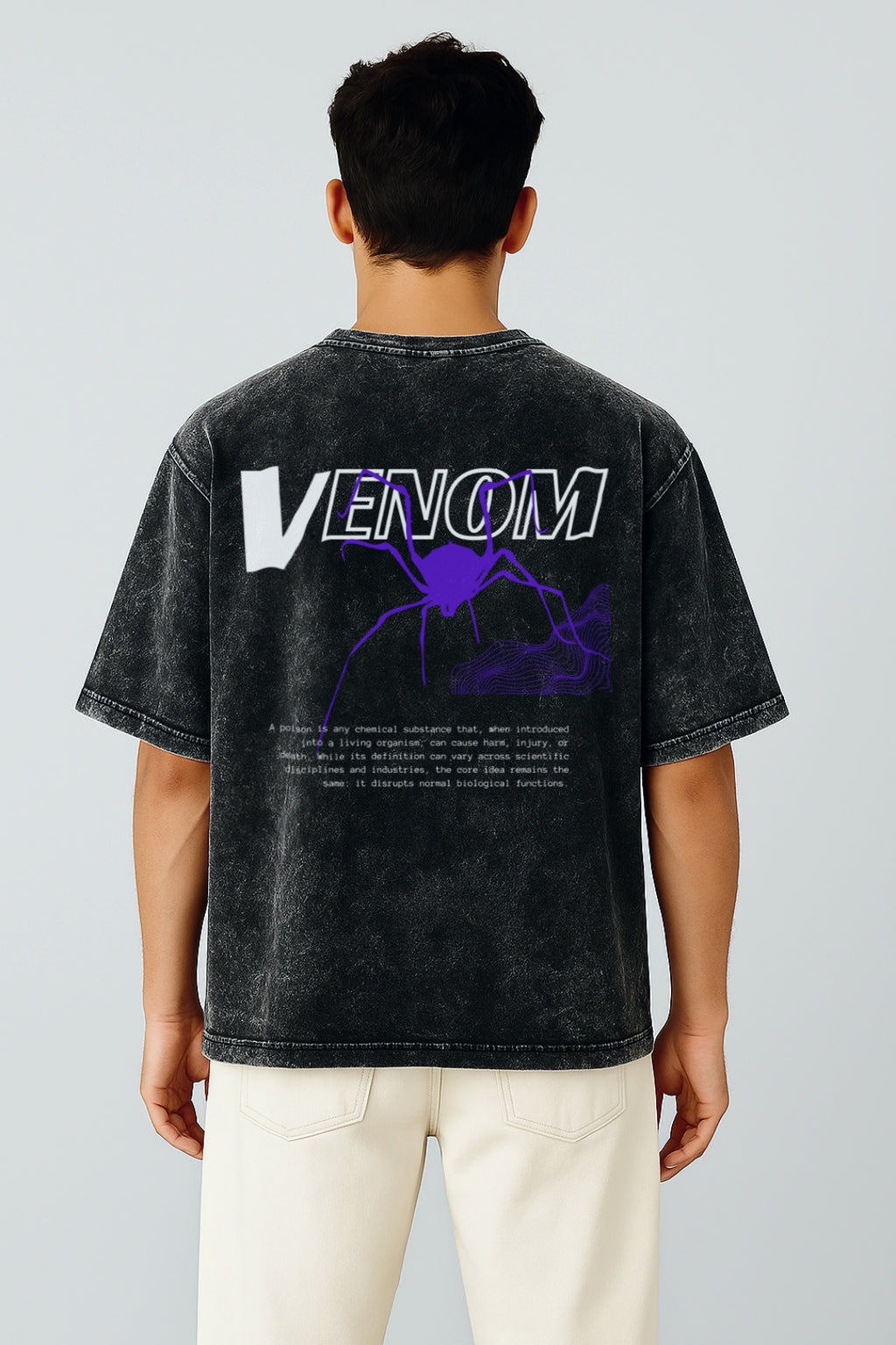 VENOM Oversized Graphic T-Shirt 🕷️ | Acid Wash Streetwear Style Acid Black