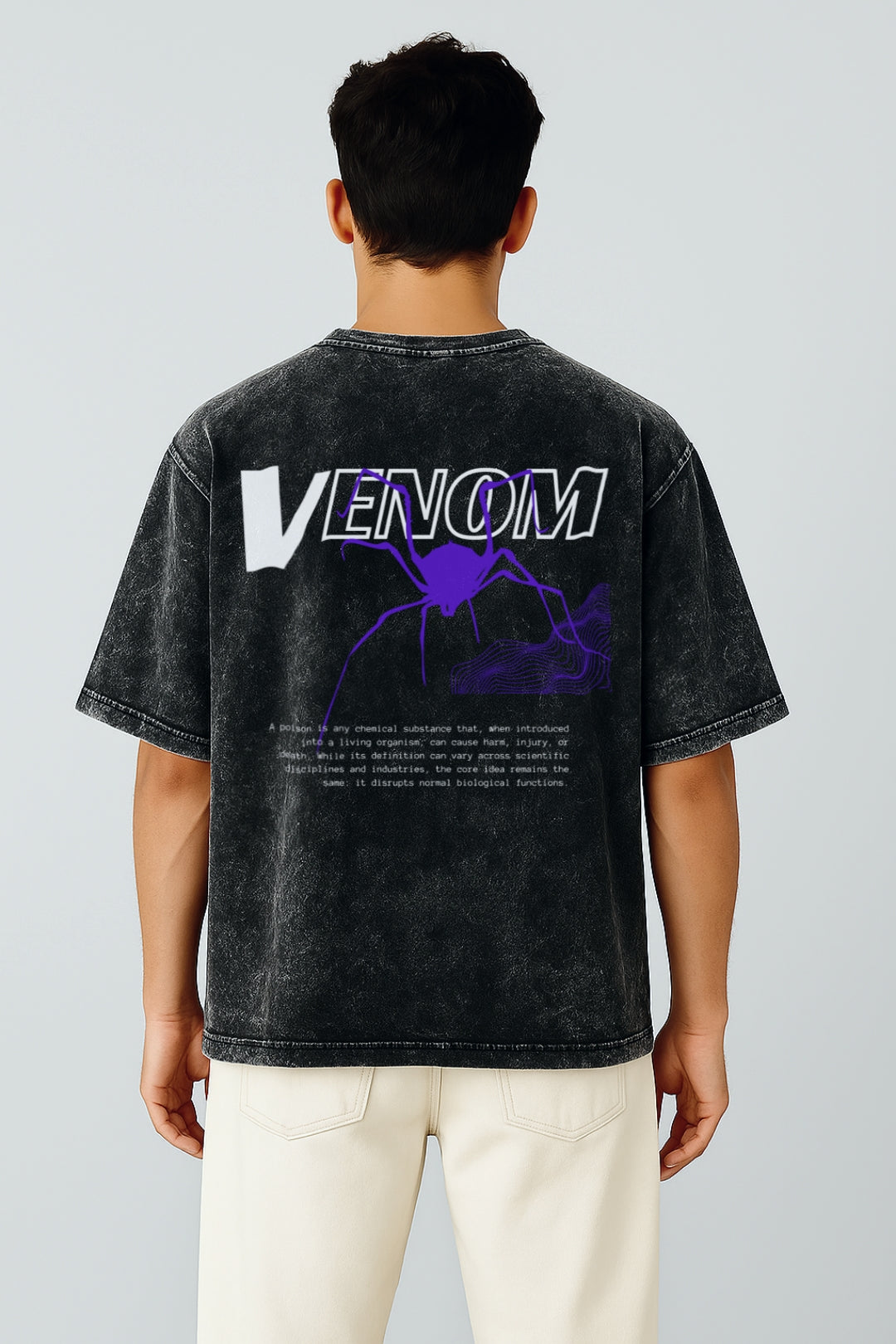 VENOM Oversized Graphic T-Shirt 🕷️ | Acid Wash Streetwear Style Acid Black