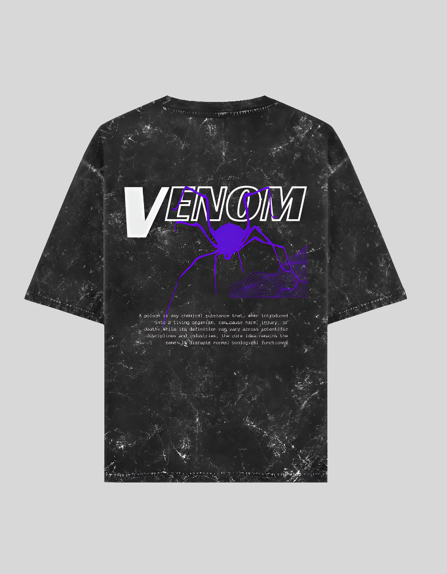 VENOM Oversized Graphic T-Shirt 🕷️ | Acid Wash Streetwear Style Acid Black