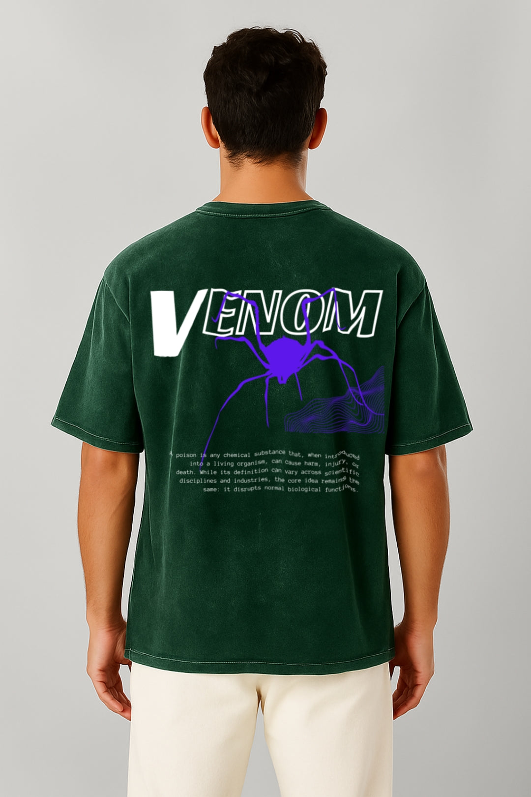 VENOM Oversized Graphic T-Shirt 🕷️ | Acid Wash Streetwear Style Acid Bottle Green