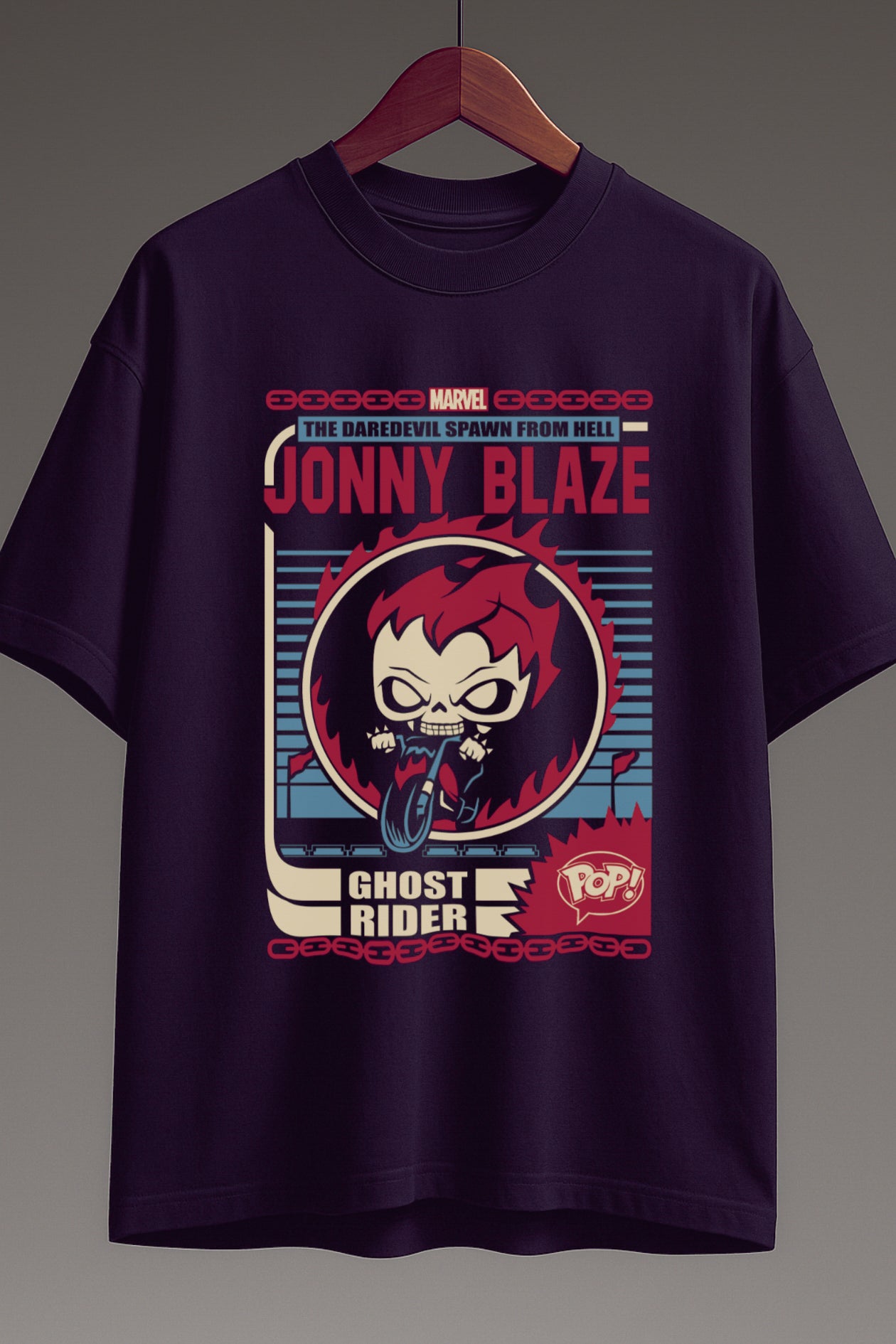 Hellfire Pop Ghost Rider| Oversized Classic T-Shirt 🔥💀 purple