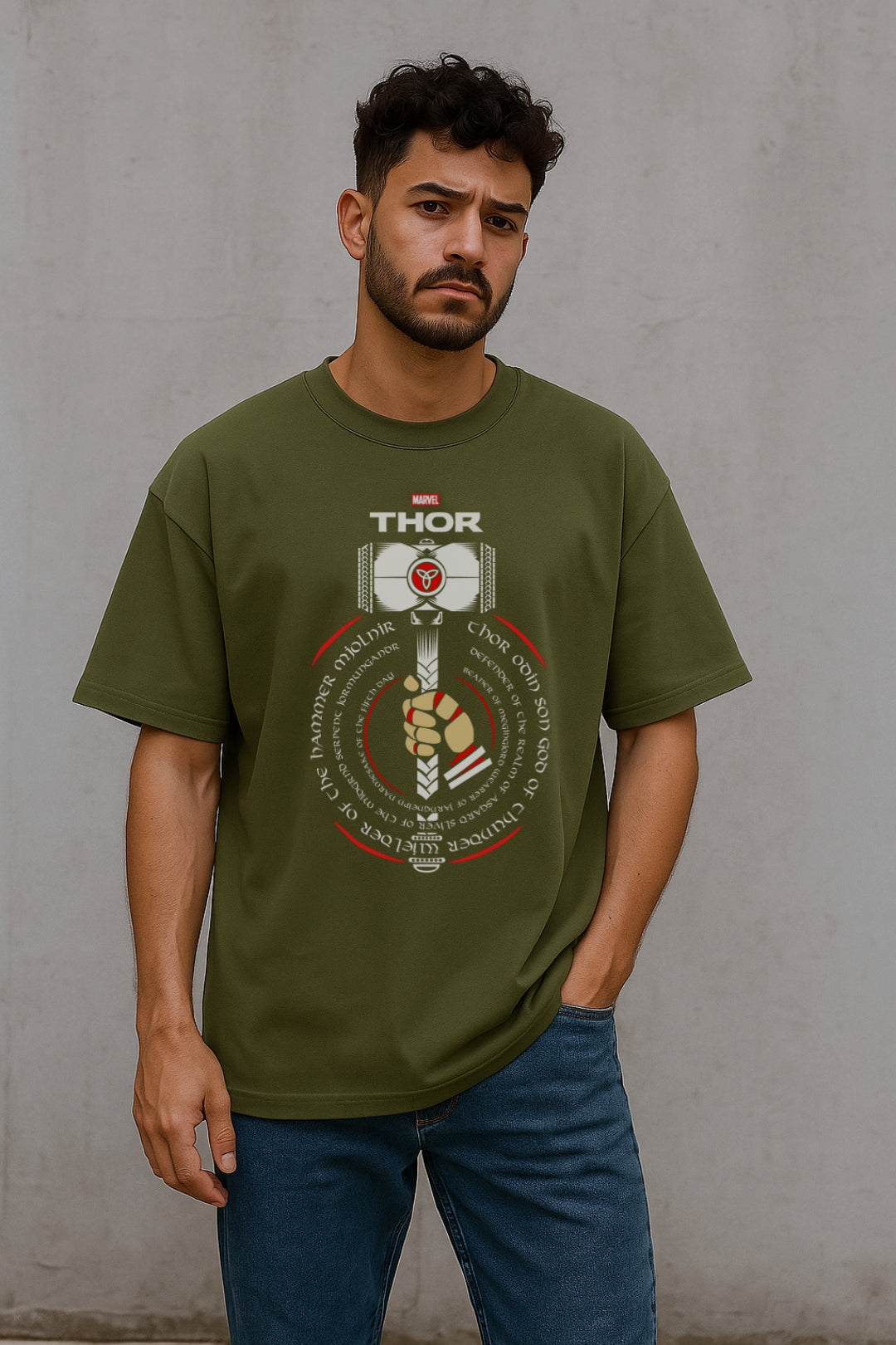 Hammer Time |Thor |Oversized Classic T-Shirt Olive green